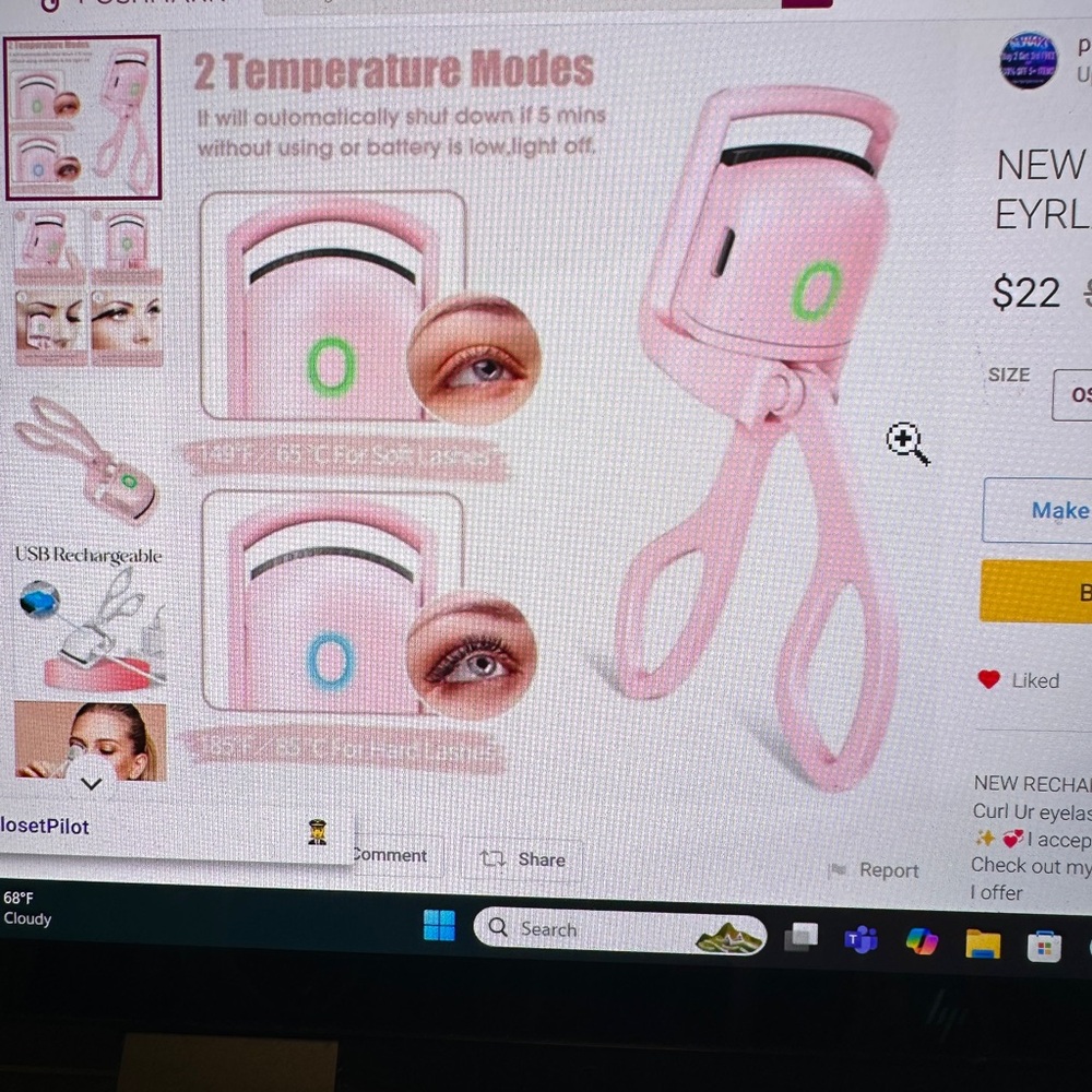 NEW RECHARGABLE USB 2 TEMP HEATED EYELASH CURLER!